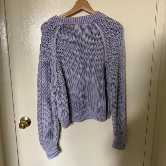 Free People Frankie Cable Knit Sweater In Heavenly Lavender XS - Picture 7 of 7